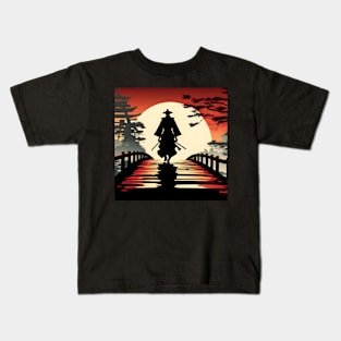 Beautiful samurai silhouette Kids T-Shirt